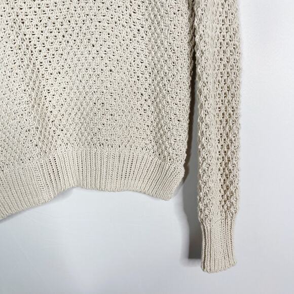 Madewell XSmall Cream French Quarter Pullover Sweater Open Knit Cotton Crew Neck - Picture 5 of 10